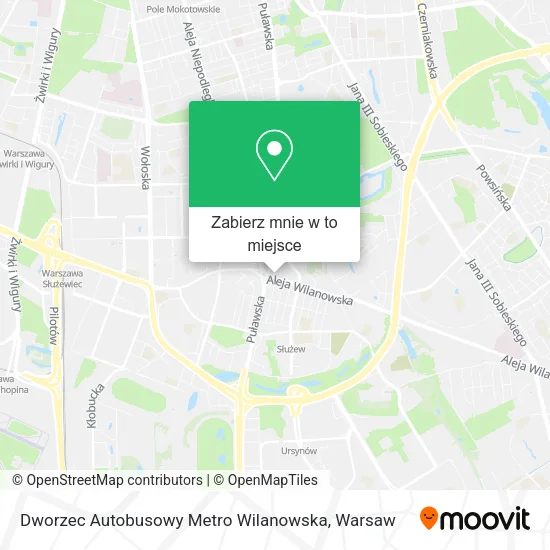 Mapa Dworzec Autobusowy Metro Wilanowska