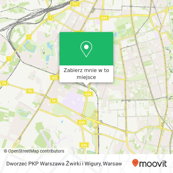 Mapa Dworzec PKP Warszawa Żwirki i Wigury