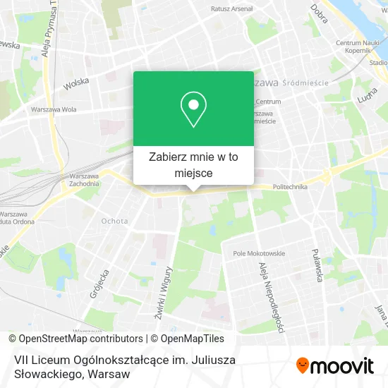 Mapa VII Liceum Ogólnokształcące im. Juliusza Słowackiego
