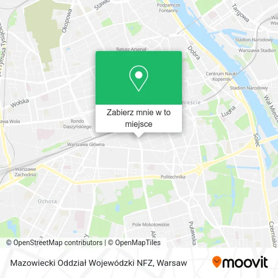 Mapa Mazowiecki Oddział Wojewódzki NFZ