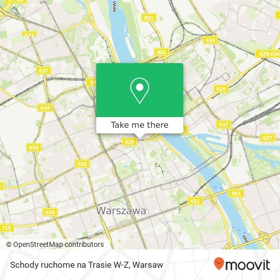 Mapa Schody ruchome na Trasie W-Z