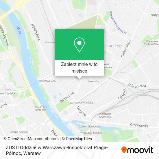 Mapa ZUS II Oddział w Warszawie-Inspektorat Praga-Północ