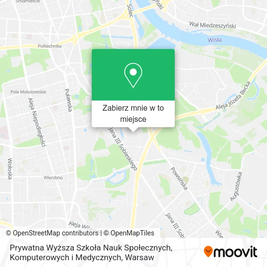 Mapa Prywatna Wyższa Szkoła Nauk Społecznych, Komputerowych i Medycznych