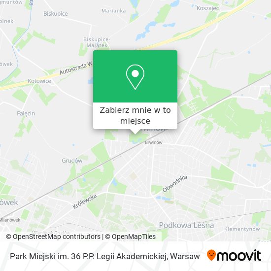 Mapa Park Miejski im. 36 P.P. Legii Akademickiej