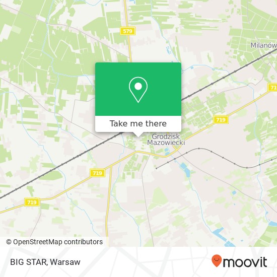 Mapa BIG STAR, ulica 11 Listopada 18 05-825 Grodzisk Mazowiecki