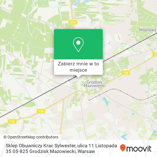 Mapa Sklep Obuwniczy Krac Sylwester, ulica 11 Listopada 35 05-825 Grodzisk Mazowiecki