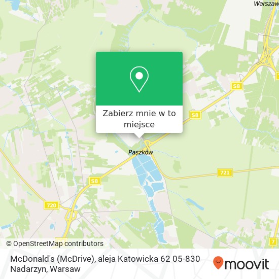 Mapa McDonald's (McDrive), aleja Katowicka 62 05-830 Nadarzyn