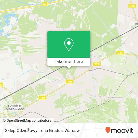 Mapa Sklep Odzieżowy Irena Gradus, ulica Krzywa 8 05-822 Milanowek