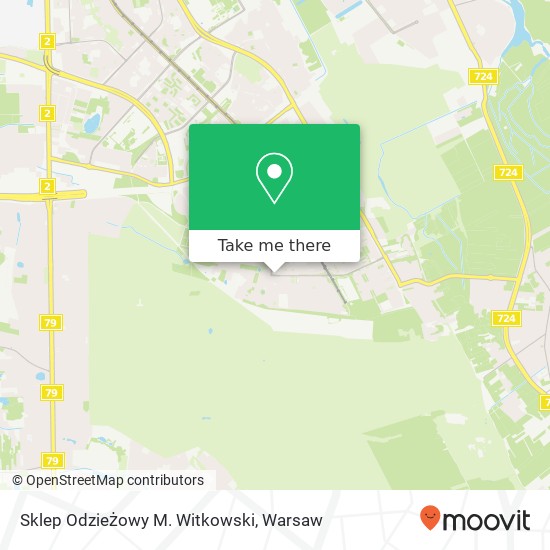 Mapa Sklep Odzieżowy M. Witkowski, ulica Wawozowa 36 02-796 Warszawa