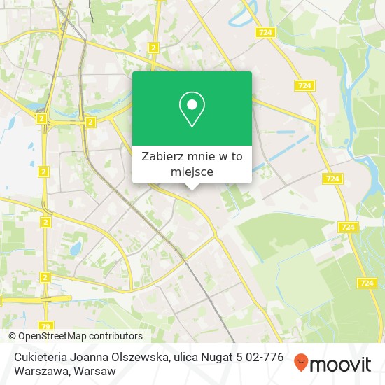 Mapa Cukieteria Joanna Olszewska, ulica Nugat 5 02-776 Warszawa