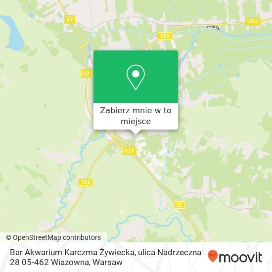 Mapa Bar Akwarium Karczma Żywiecka, ulica Nadrzeczna 28 05-462 Wiazowna