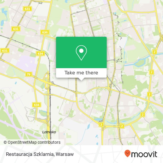 Mapa Restauracja Szklarnia, ulica Domaniewska 39B 02-685 Warszawa