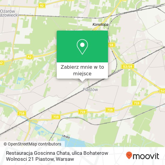 Mapa Restauracja Goscinna Chata, ulica Bohaterow Wolnosci 21 Piastow