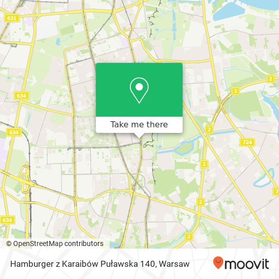 Mapa Hamburger z Karaibów Puławska 140, ulica Pulawska 140 02-624 Warszawa