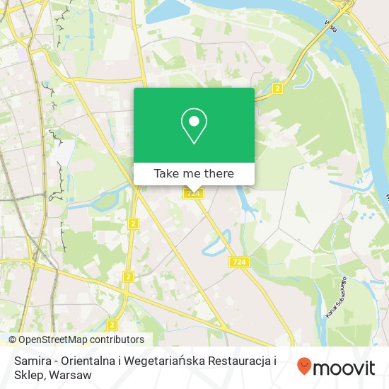 Mapa Samira - Orientalna i Wegetariańska Restauracja i Sklep, ulica Powsinska 64A 02-903 Warszawa