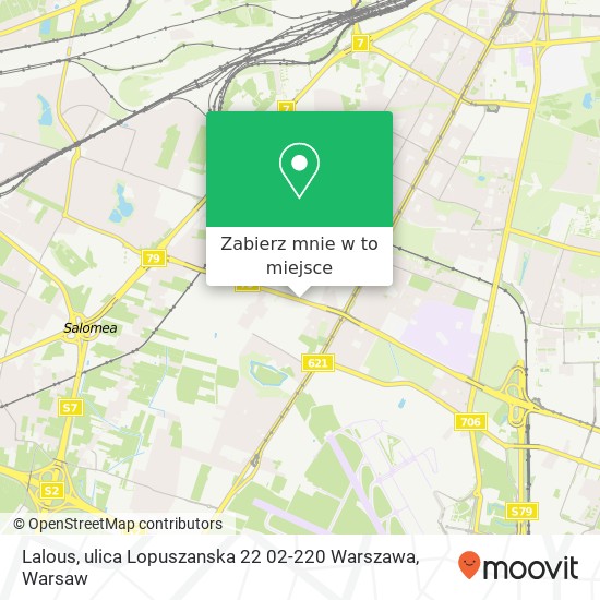 Mapa Lalous, ulica Lopuszanska 22 02-220 Warszawa