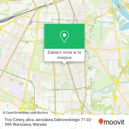 Mapa Trzy Cztery, ulica Jaroslawa Dabrowskiego 71 02-586 Warszawa