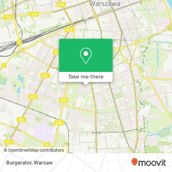 Mapa Burgerator, ulica Stanislawa Zaryna 02-593 Warszawa