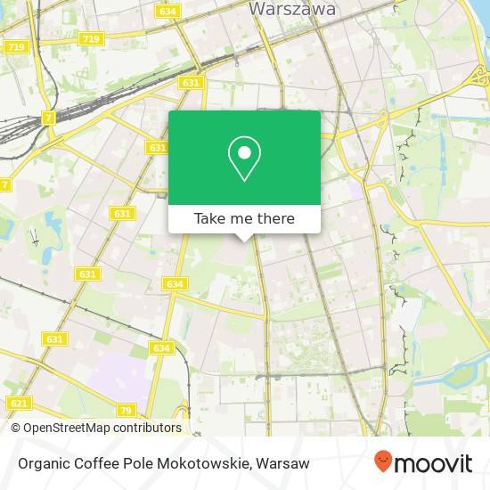 Mapa Organic Coffee Pole Mokotowskie, ulica Stanislawa Zaryna 02-593 Warszawa