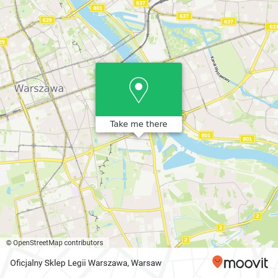 Mapa Oficjalny Sklep Legii Warszawa, ulica Lazienkowska 00-449 Warszawa