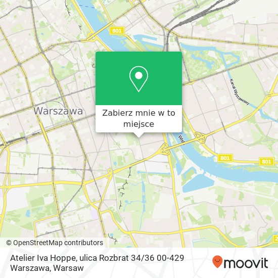 Mapa Atelier Iva Hoppe, ulica Rozbrat 34 / 36 00-429 Warszawa