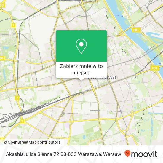 Mapa Akashia, ulica Sienna 72 00-833 Warszawa