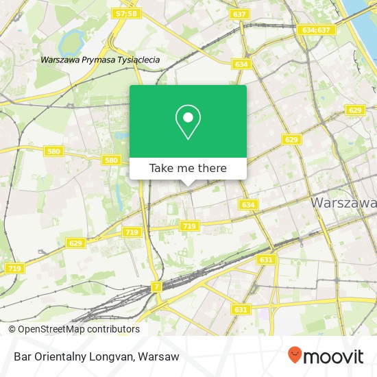 Mapa Bar Orientalny Longvan, ulica Wolska 50 01-187 Warszawa