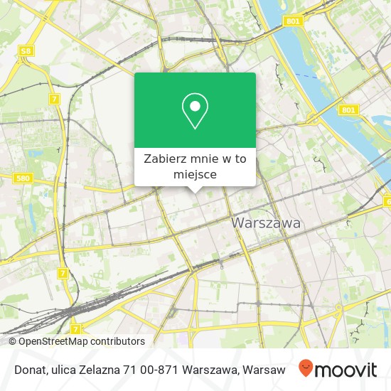 Mapa Donat, ulica Zelazna 71 00-871 Warszawa