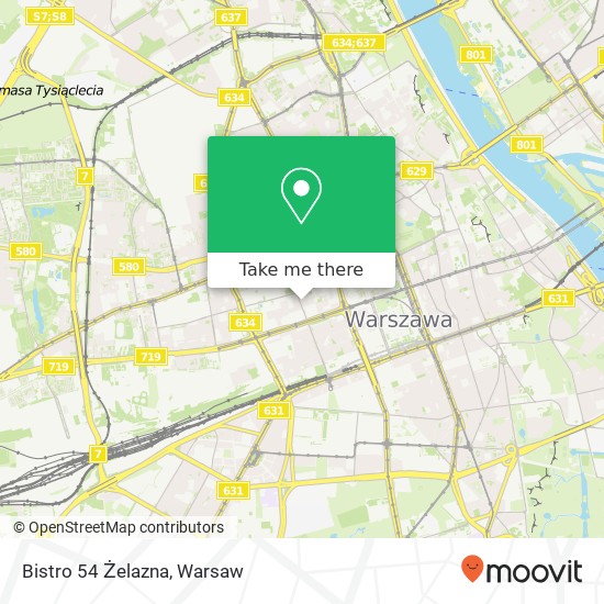 Mapa Bistro 54 Żelazna, ulica Zelazna 54 00-845 Warszawa