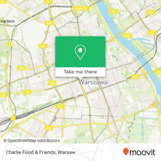 Mapa Charlie Food & Friends, rondo ONZ 1 00-116 Warszawa