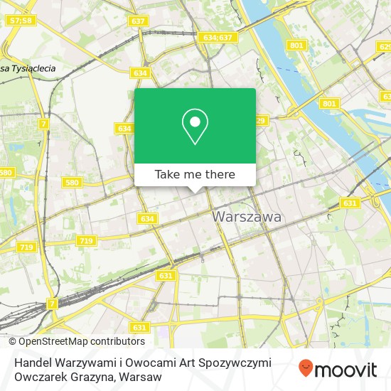 Mapa Handel Warzywami i Owocami Art Spozywczymi Owczarek Grazyna, ulica Grzybowska 37 Warszawa