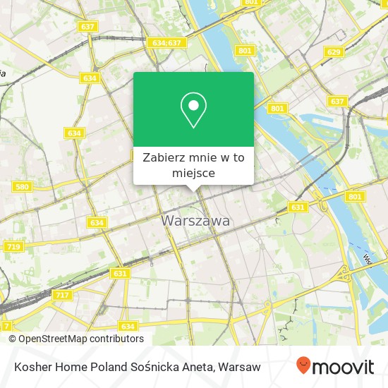 Mapa Kosher Home Poland Sośnicka Aneta, ulica Zielna 37 00-108 Warszawa