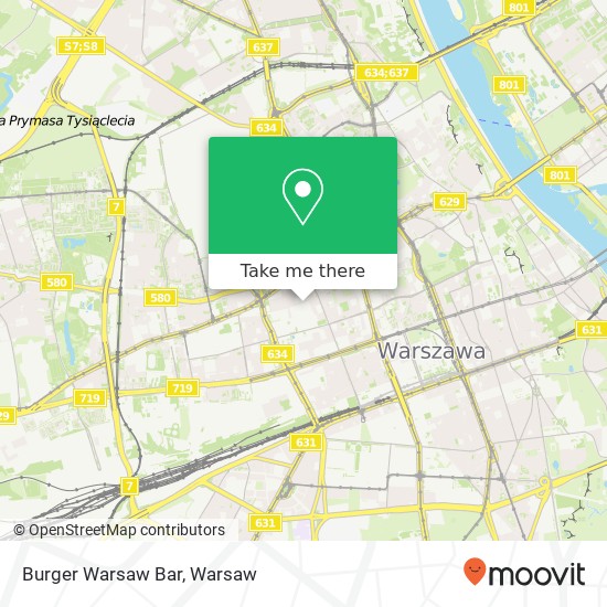 Mapa Burger Warsaw Bar, ulica Chlodna 35 00-867 Warszawa