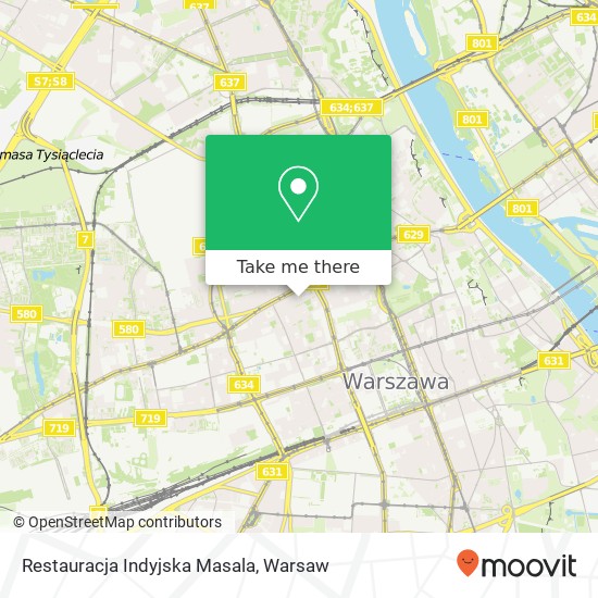 Mapa Restauracja Indyjska Masala, ulica Ogrodowa 16D 00-896 Warszawa