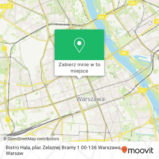 Mapa Bistro Hala, plac Zelaznej Bramy 1 00-136 Warszawa