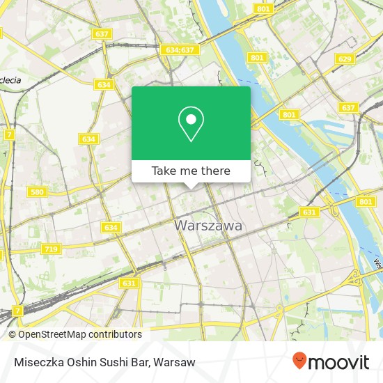 Mapa Miseczka Oshin Sushi Bar, ulica Grzybowska 2 Warszawa