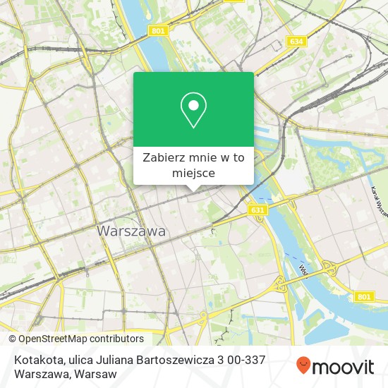 Mapa Kotakota, ulica Juliana Bartoszewicza 3 00-337 Warszawa