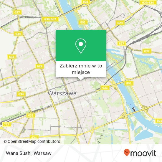 Mapa Wana Sushi, ulica Nowy Swiat 61 00-042 Warszawa