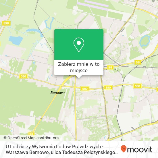 Mapa U Lodziarzy Wytwórnia Lodów Prawdziwych - Warszawa Bemowo, ulica Tadeusza Pelczynskiego 32 01-471 Warszawa