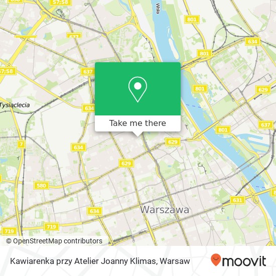 Mapa Kawiarenka przy Atelier Joanny Klimas, ulica Nowolipki 2 00-160 Warszawa