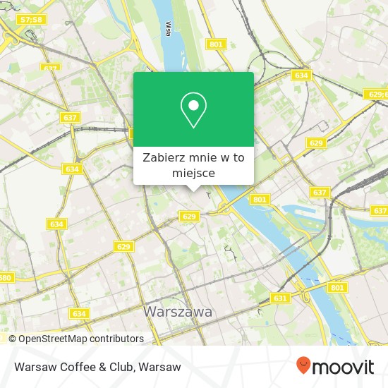 Mapa Warsaw Coffee & Club, ulica Waski Dunaj 10 00-256 Warszawa