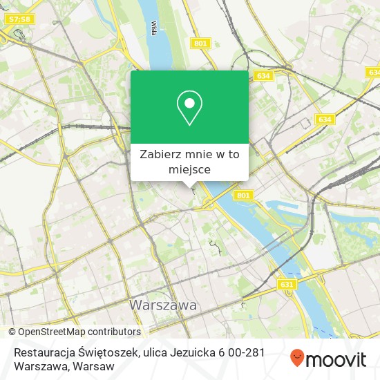 Mapa Restauracja Świętoszek, ulica Jezuicka 6 00-281 Warszawa