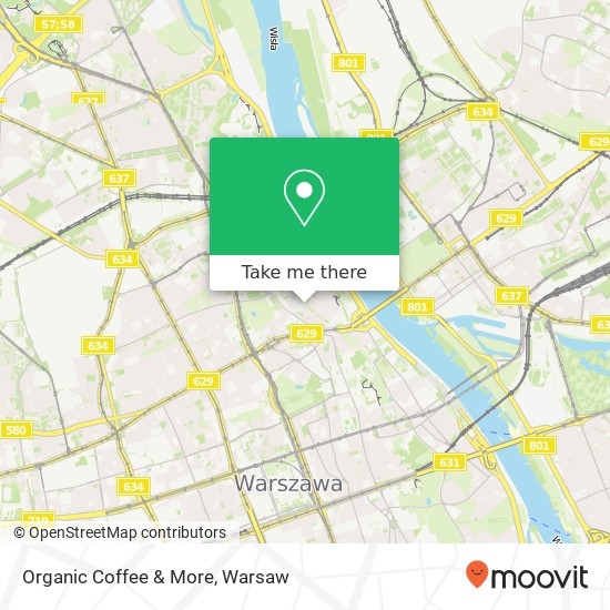 Mapa Organic Coffee & More, ulica Podwale 19 00-261 Warszawa