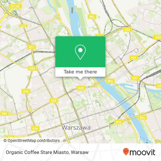 Mapa Organic Coffee Stare Miasto, ulica Podwale 19 00-261 Warszawa