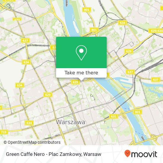 Mapa Green Caffe Nero - Plac Zamkowy, ulica Krakowskie Przedmiescie 81 00-079 Warszawa