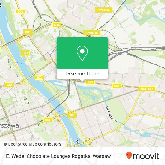 Mapa E. Wedel Chocolate Lounges Rogatka, ulica Jana Zamoyskiego 36 03-801 Warszawa