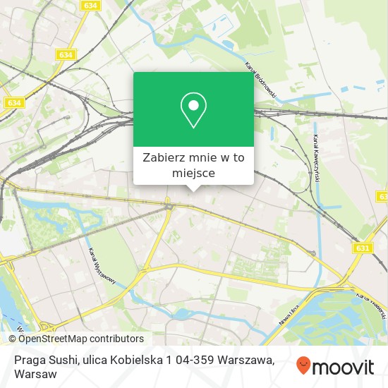 Mapa Praga Sushi, ulica Kobielska 1 04-359 Warszawa