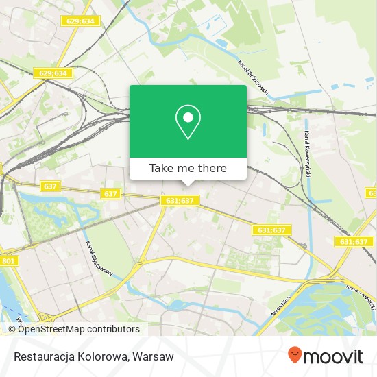 Mapa Restauracja Kolorowa, ulica Kobielska 1 04-359 Warszawa