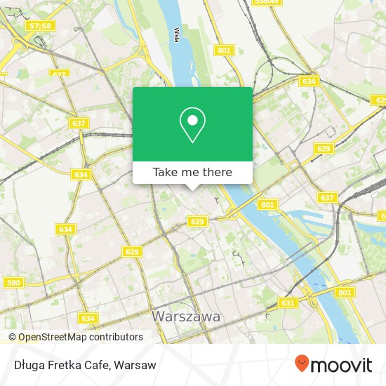 Mapa Długa Fretka Cafe, ulica Dluga 6 00-263 Warszawa