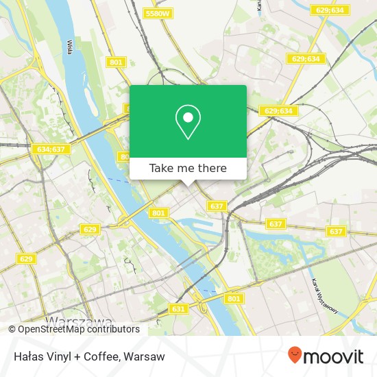 Mapa Hałas Vinyl + Coffee, ulica Jagiellonska 30 03-719 Warszawa